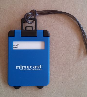 Pad printed luggage tag for Mimecast