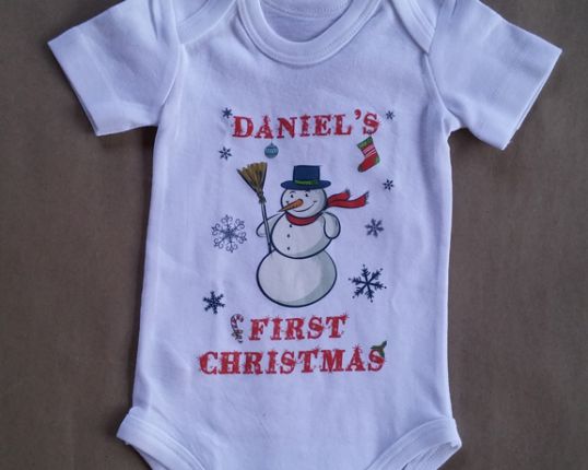 Personalised ‘First Christmas’ Baby Grow